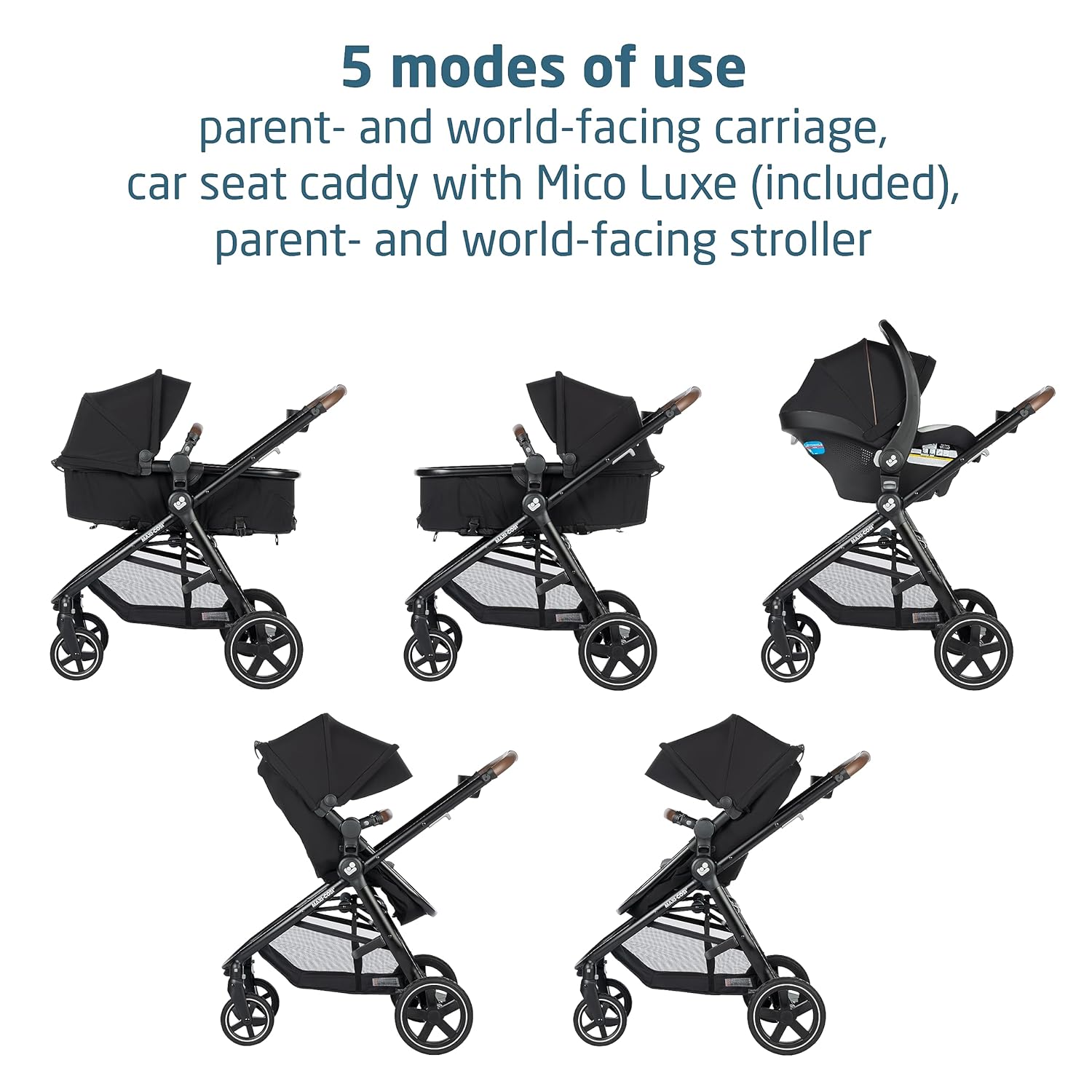 Maxi-Cosi Zelia 2 Luxe 5-in-1 Modular Travel System，Car Seat & Stroller